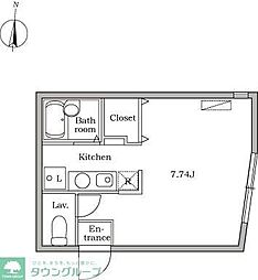 RESIDIA池上B棟 ワンルームの間取図画像
