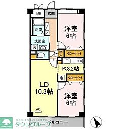 グリーンアベニュー 2LDKの間取図画像