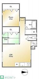 バルドエル大岡山 2LDKの間取図画像