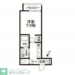 WOODHOUSEイースト 1Kの間取図画像