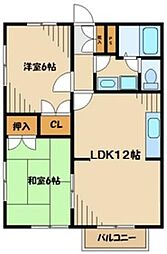 小田急小田原線 町田駅 バス5分 市民病院正門下車 徒歩5分の賃貸アパート 2階2LDKの間取り
