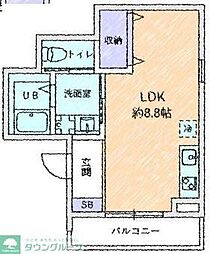 小田急小田原線 小田急相模原駅 徒歩6分の賃貸アパート 1階ワンルームの間取り