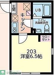 JR横浜線 相模原駅 徒歩11分の賃貸アパート 2階1Kの間取り