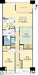 小田急小田原線 小田急相模原駅 徒歩16分の賃貸一戸建て 9階3LDKの間取り