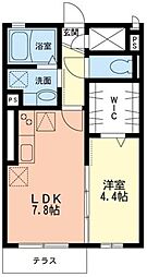 ヒルサイドパレス 1階1DKの間取り