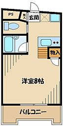 小田急小田原線 町田駅 徒歩13分の賃貸マンション 1階ワンルームの間取り