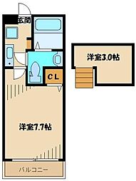 小田急小田原線 相模大野駅 徒歩9分の賃貸アパート 1階1Kの間取り
