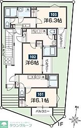 JR相模線 上溝駅 徒歩11分の賃貸アパート 1階1Kの間取り