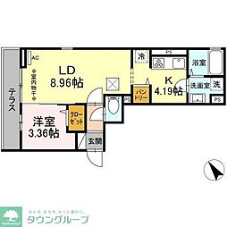 JR相模線 南橋本駅 徒歩11分の賃貸アパート 1階1LDKの間取り