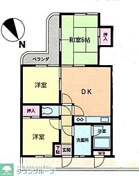 エスポワール王禅寺 2階3DKの間取り
