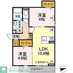 JR横浜線 相模原駅 徒歩8分の賃貸アパート 2階2LDKの間取り