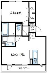 オリーブ 3階1LDKの間取り
