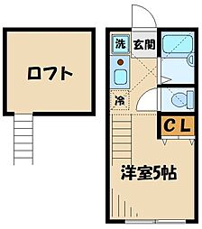 プライムテラス小田急相模原I　B棟 2階ワンルームの間取り