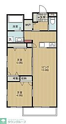 ＲａｂｅII 1階2LDKの間取り