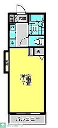 アンティ玉川学園 2階ワンルームの間取り