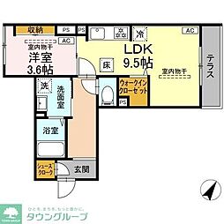 相模原市南区南台4丁目アパート 1LDKの間取図画像