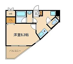 ヴァンクール原町田 4階1Kの間取り