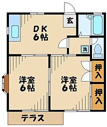 ゴールドハイツ 1階2DKの間取り