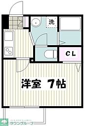 小田急江ノ島線 東林間駅 徒歩6分の賃貸マンション 2階1Kの間取り