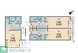 カインドネス町田III 102 1階1Kの間取り