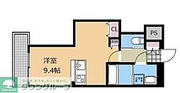 ガーデンハイツ淵野辺 3階ワンルームの間取り