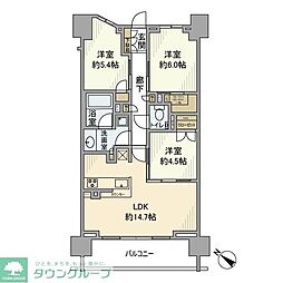 ザ・パークハウス町田フロント 13階3LDKの間取り