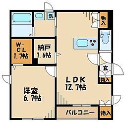 サンクレスト 2階1LDKの間取り