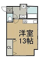 サンハイツ東林間 1階ワンルームの間取り
