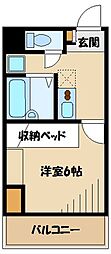 小田急小田原線 町田駅 徒歩5分の賃貸マンション 3階1Kの間取り