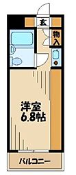 ドミール玉川学園 3階ワンルームの間取り