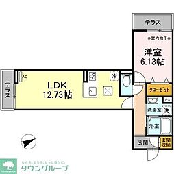 アーリントンハイツ矢部 1階1LDKの間取り