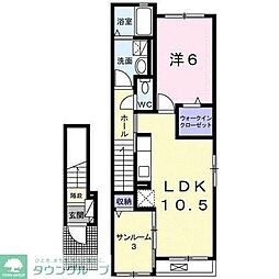 JR横浜線 淵野辺駅 バス12分 桜台2丁目下車 徒歩2分の賃貸アパート 2階1LDKの間取り