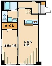 ルミナス　クレ 2階1LDKの間取り