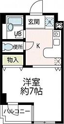 ピアレジアオヤマＶ 1階1Kの間取り