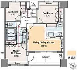 KDXレジデンス町田 3LDKの間取図画像