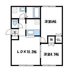 シャレード2 2LDKの間取図画像