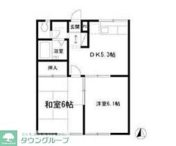 ライフ・ヴィラ 2DKの間取図画像