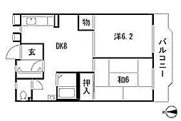 プランドールS 2DKの間取図画像