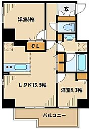 日神パレステージ小田急相模原フロント 2LDKの間取図画像