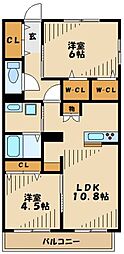 KALMカミミゾ 2LDKの間取図画像