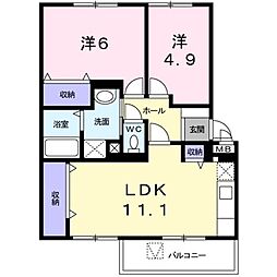 サバービア 2LDKの間取図画像