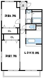 オルト・ケイ2 2LDKの間取図画像