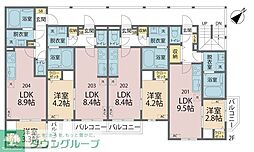 カインドネスα小田急相模原X 1LDKの間取図画像