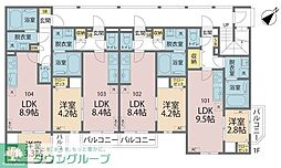 カインドネスα小田急相模原X 1LDKの間取図画像