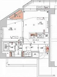 ハーモニーレジデンス神楽坂ヒルズsecond 4階1LDKの間取り