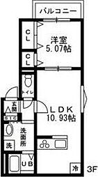 アピス赤羽 2階1LDKの間取り