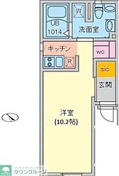 ルーナクレシェンテ早稲田 1階1Kの間取り