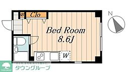 東武東上線 北池袋駅 徒歩1分の賃貸マンション 3階ワンルームの間取り