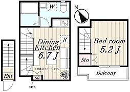 西武池袋線 椎名町駅 徒歩10分の賃貸アパート 2階1DKの間取り