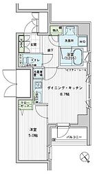 コスモリード新宿余丁町 2階1DKの間取り